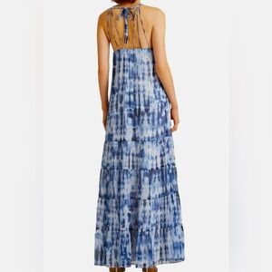 Ralph Lauren Blue and White Tie-Dye Halter Maxi Dress